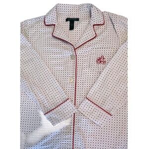 Lauren Ralph Lauren‎ Pajama Top Womens Small RL Monogram Button Front Sleepwear